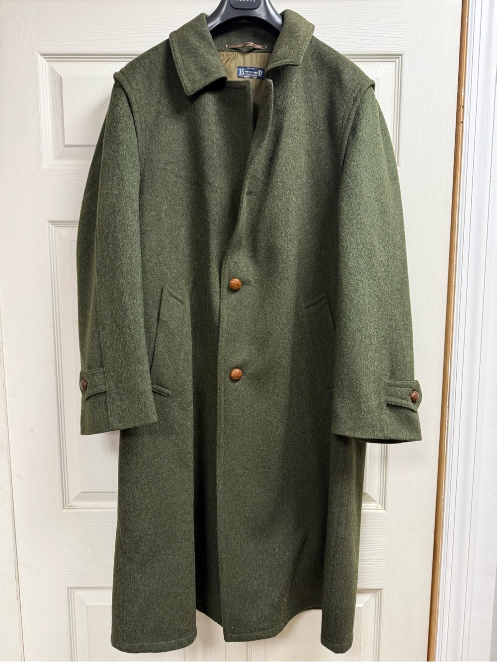 Vintage Lands End Baur Loden Tirol Green Wool Alpaca Overcoat 42 Austria